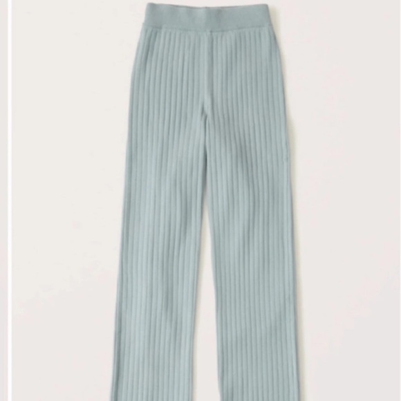 Abercrombie & Fitch Blue Green Ribbed Sweatpants Lounge Casual Size Small - Picture 1 of 6